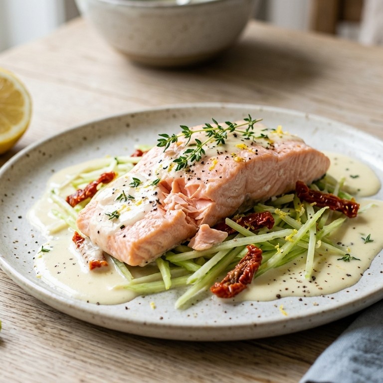 Gestoomde zalm  met citroensausje recept