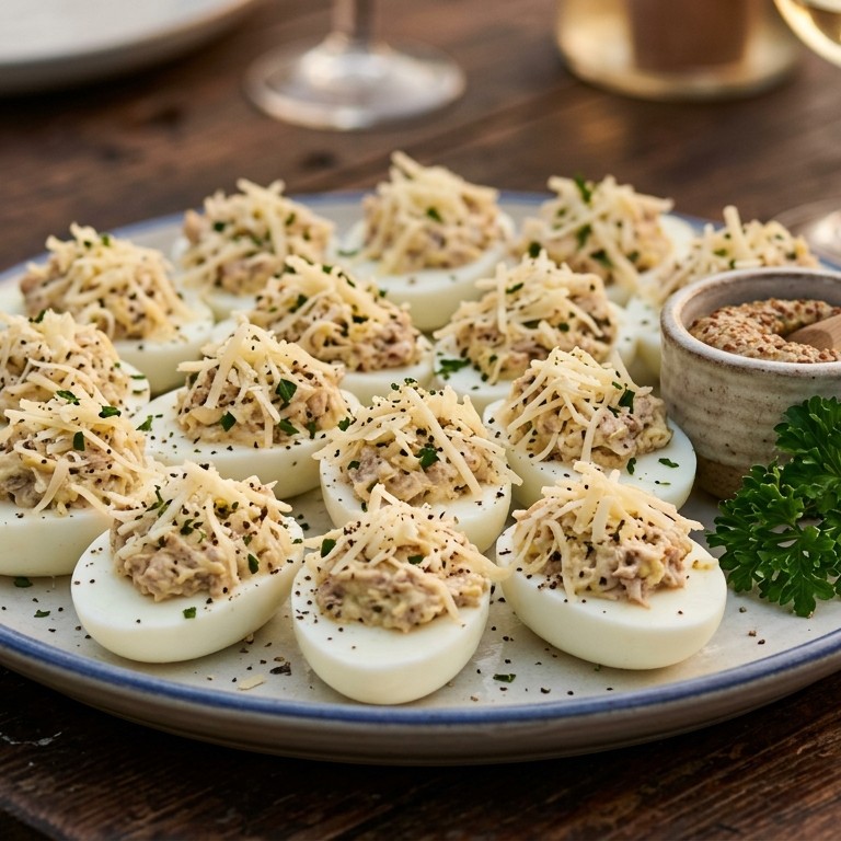 Gevuld ei met kaas en tonijn recept