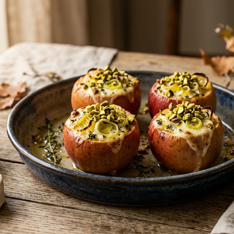 Gevulde appels met geitenkaas en prei recept