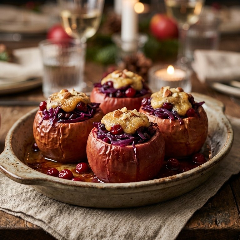 Gevulde appels met rode kool en cranberry's uit de oven recept