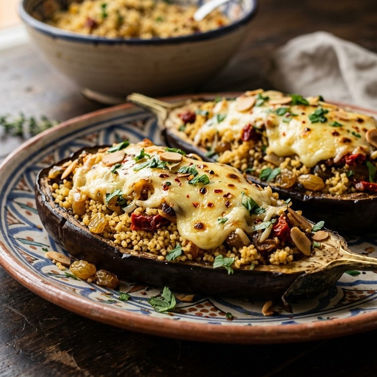 Gevulde aubergine met couscous recept