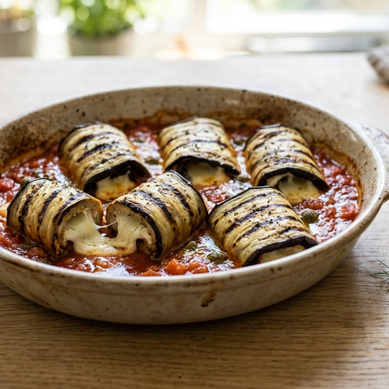 Gevulde auberginerolletjes recept