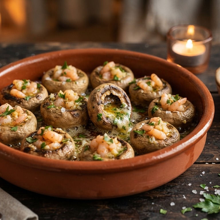 Gevulde champignons met garnalen recept