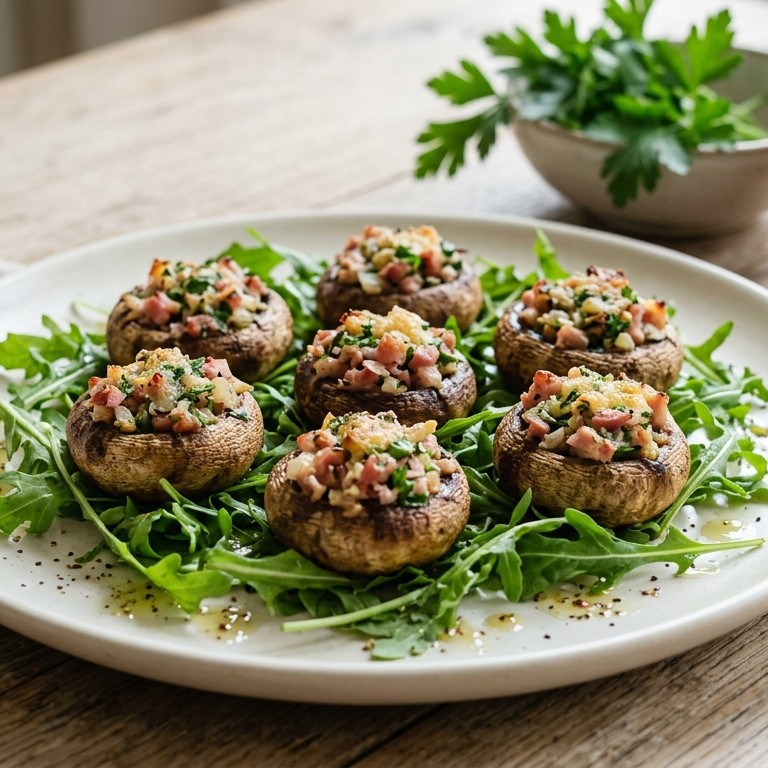 Gevulde champignons met rucola recept