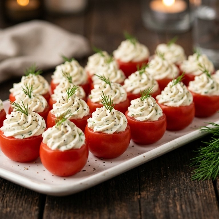 Gevulde cherrytomaatjes met roomkaas recept