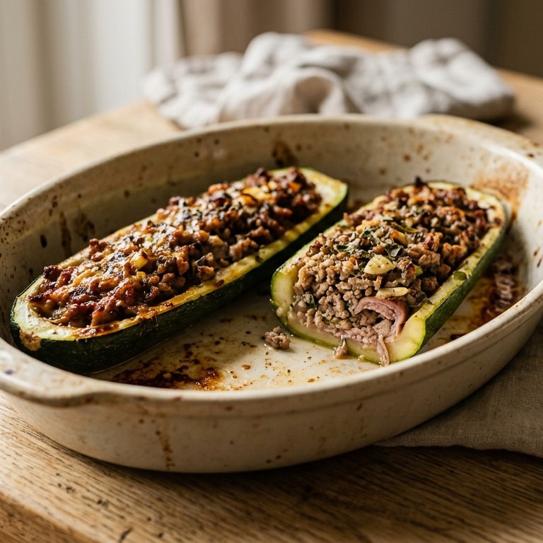 Gevulde courgette met gehakt en knoflook recept