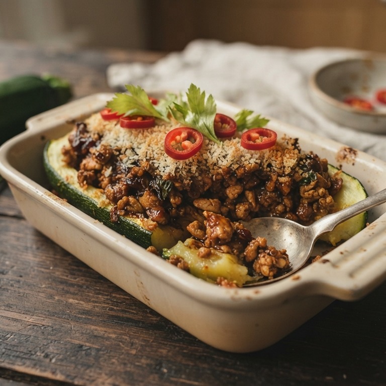 Gevulde courgette met kippengehakt recept