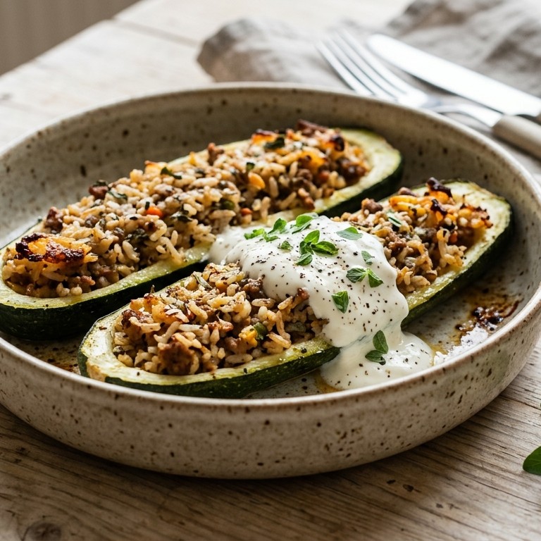 Gevulde courgette met kwarkdressing recept