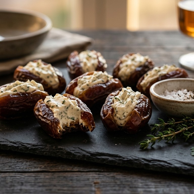 Gevulde dadels met Boursin knoflook recept