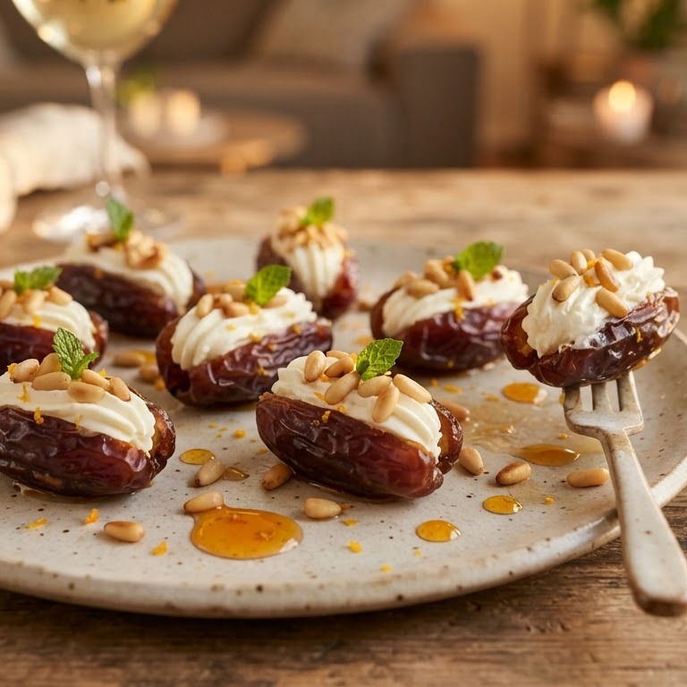 Gevulde dadels met verse roomkaas recept