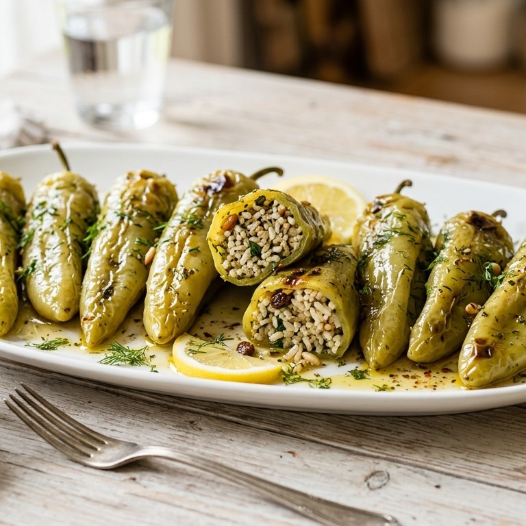 Gevulde Dolmar peper of Charlieston peper (zoete peper) met rijst recept