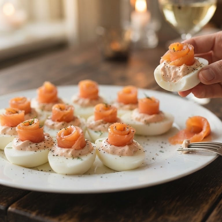 Gevulde eieren met gerookte zalm recept