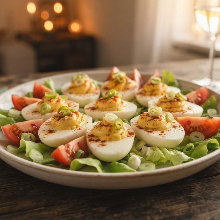 Gevulde eieren met mosterd, lente ui en Grand Marnier recept