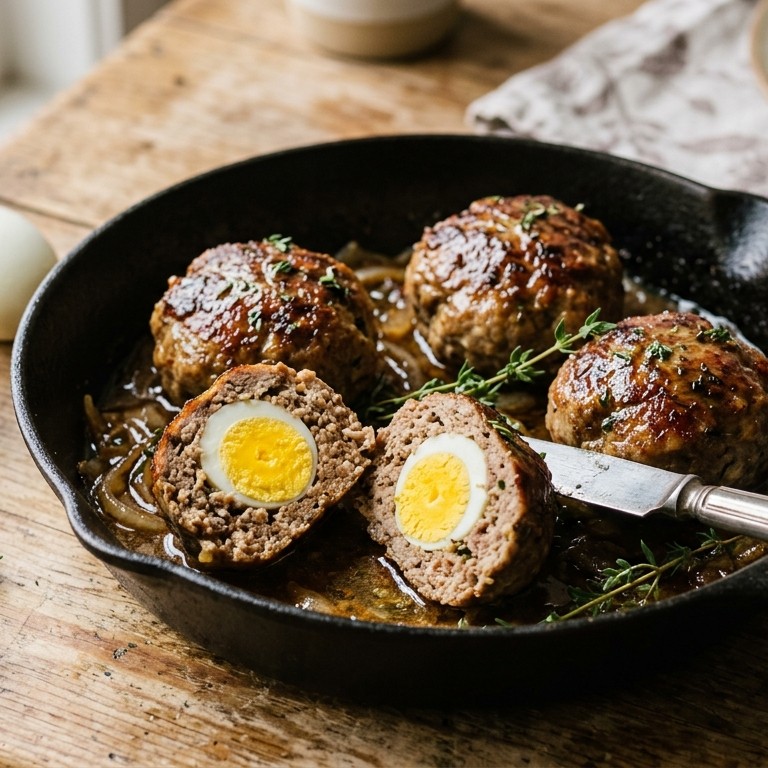 Gevulde gehaktballen met ei en tijm recept