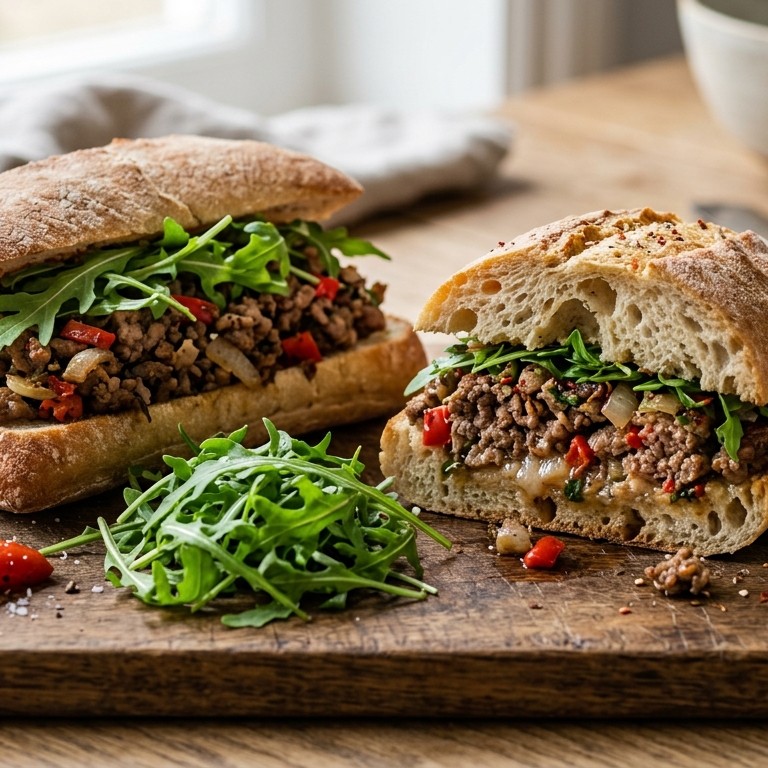 Gevulde Italiaanse bollen met gehakt en rucola recept
