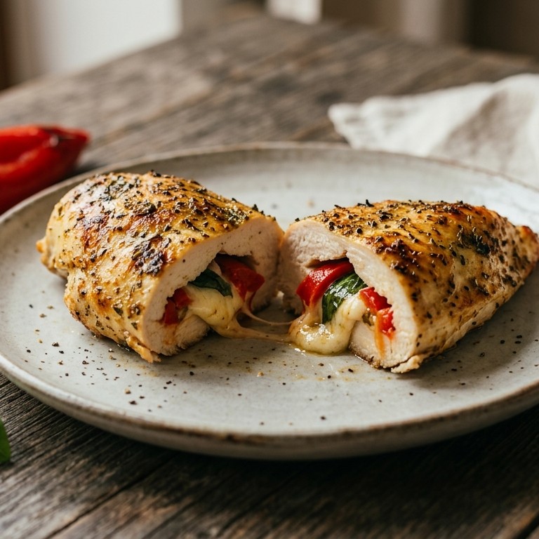 Gevulde kip met paprika en mozzarella recept