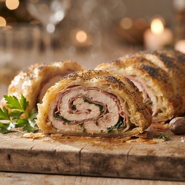 Gevulde kiprol in bladerdeeg recept