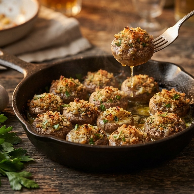 Gevulde knoflookchampignons recept