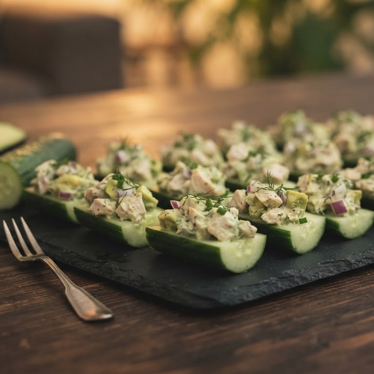 Gevulde komkommer kip-avocado recept