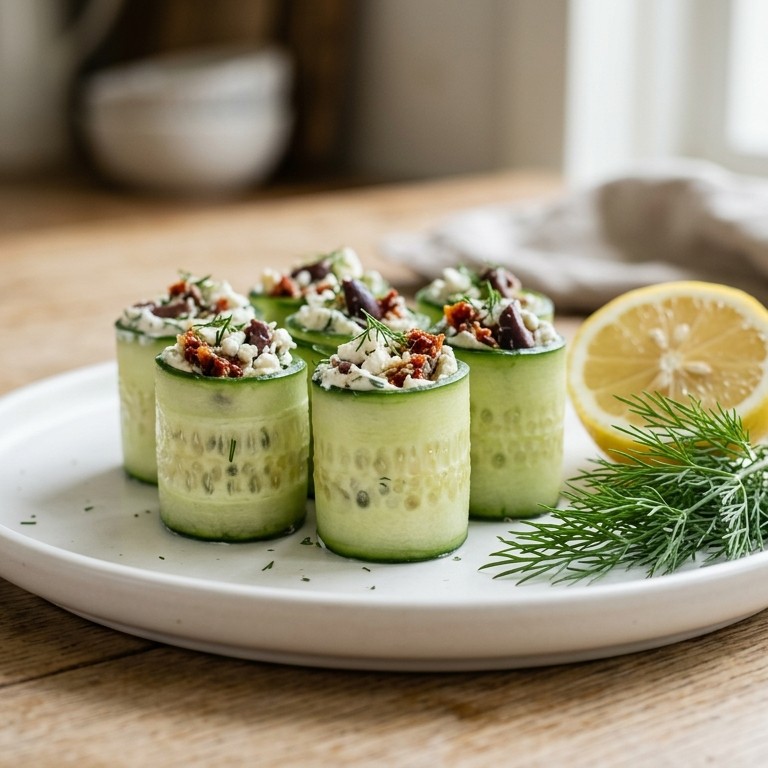 Gevulde komkommerrolletjes recept