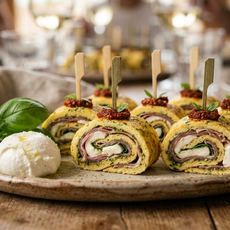 Gevulde omeletrolletjes met groene pesto recept