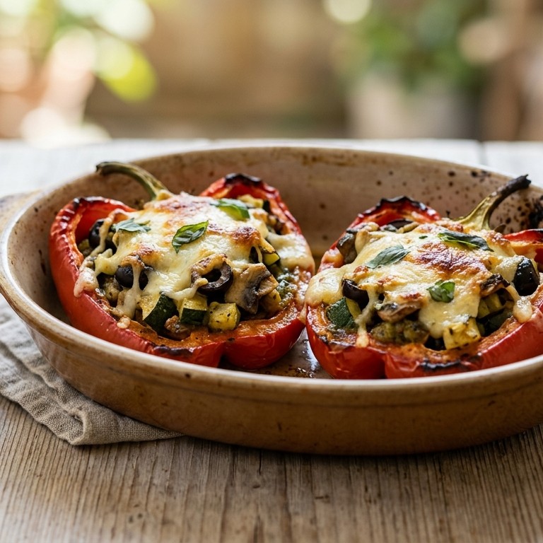 Gevulde paprika met courgette en champignons recept