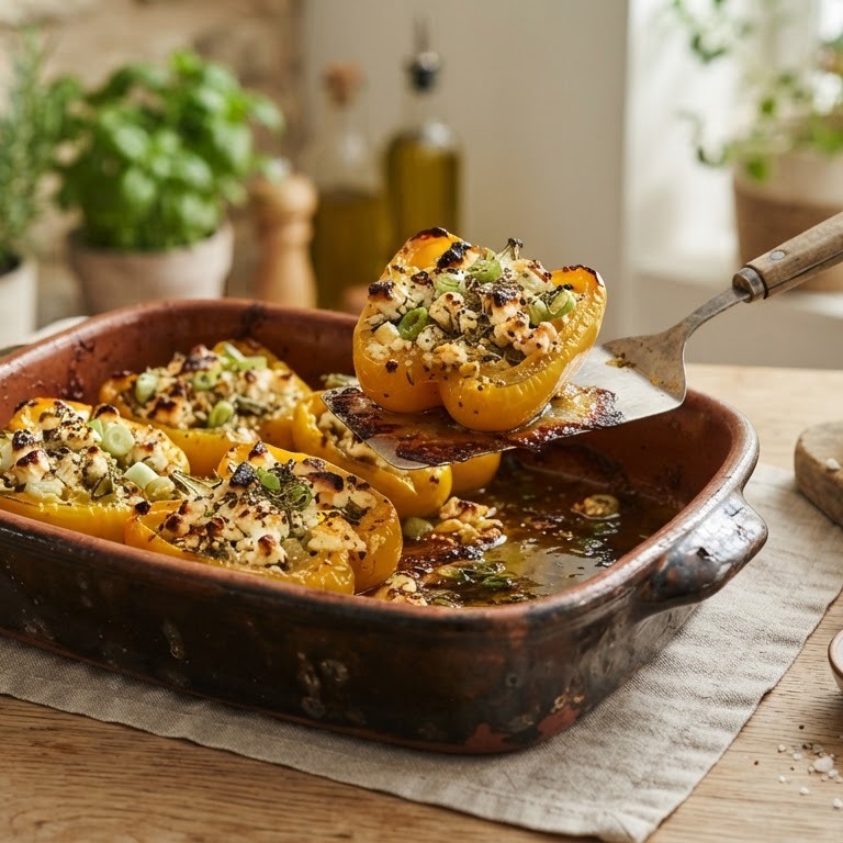 Gevulde paprika met feta en bosui recept