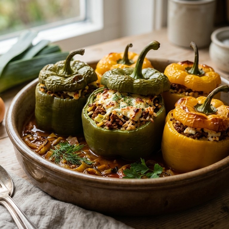 Gevulde paprika met gehakt, feta en rijst recept