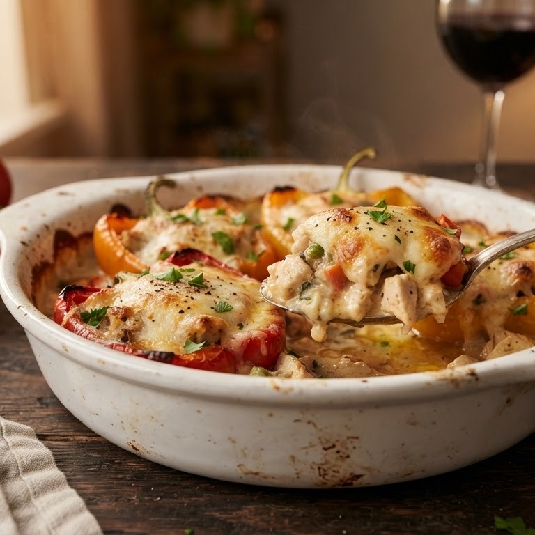 Gevulde paprika met kipragout recept