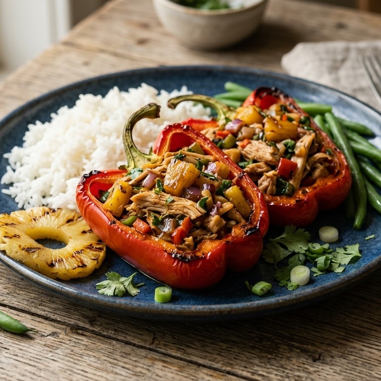 Gevulde  paprika's met kip Hawai recept