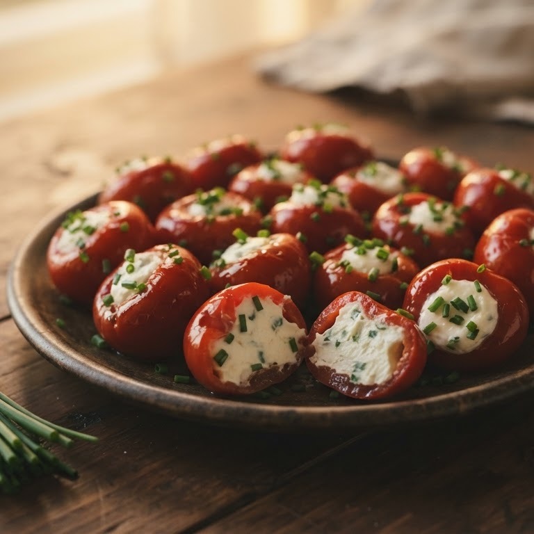 Gevulde peppadew met bieslookroomkaas recept