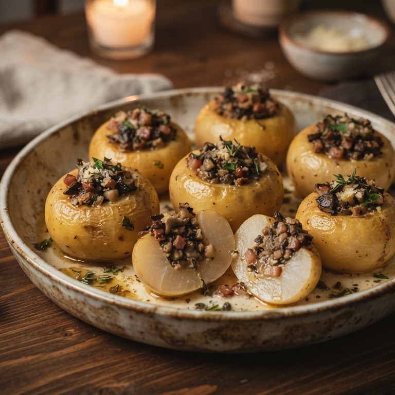 Gevulde rapen met eekhoorntjesbrood recept