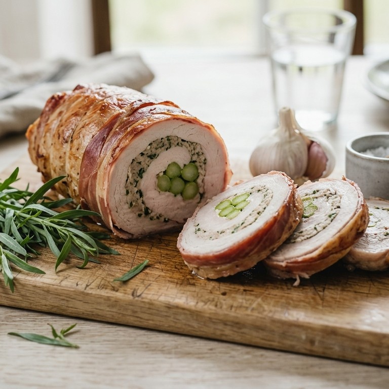 Gevulde rollade met parmaham en asperges recept