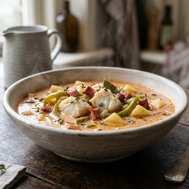 Gevulde romige vissoep met sherry recept