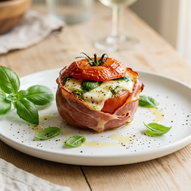 Gevulde tomaat met mozzarella en parmaham recept
