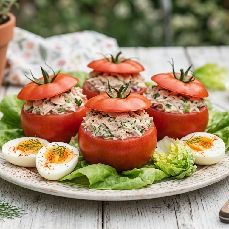 Gevulde tomaten met tonijn (koud gerecht) recept