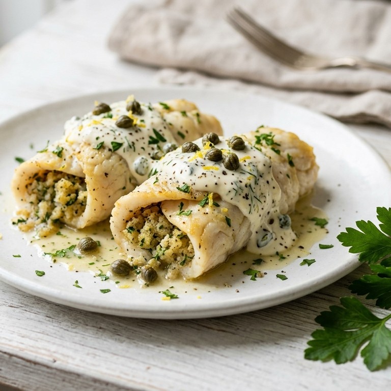Gevulde tongfilets met kappertjes recept