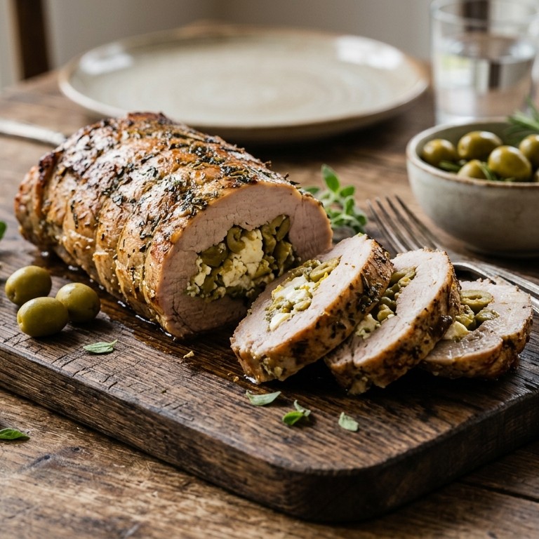 Gevulde varkensfilet met olijven en feta recept
