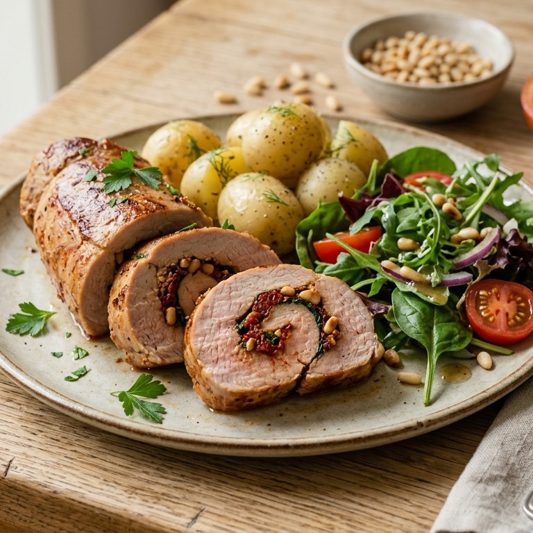 Gevulde varkenshaas met salade recept