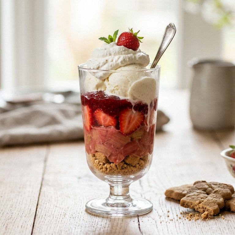 Glaasje met aardbei en rabarber recept