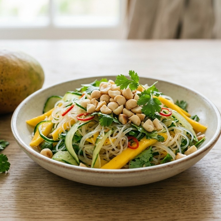 Glasnoedelsalade met macadamianoten recept