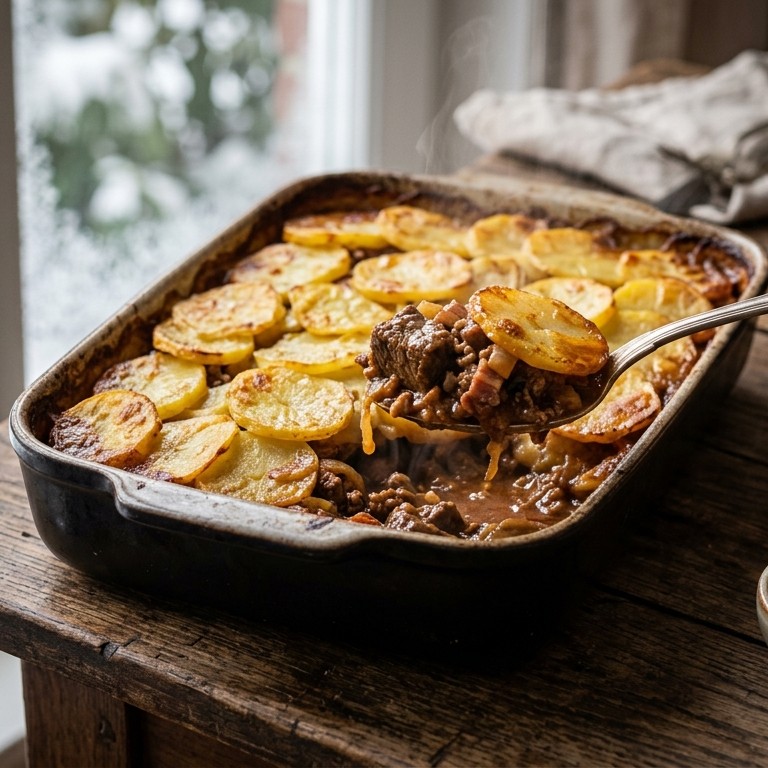 Goulash met aardappelkorst recept
