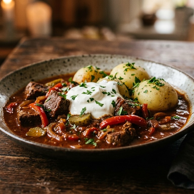 Goulash met yoghurt recept
