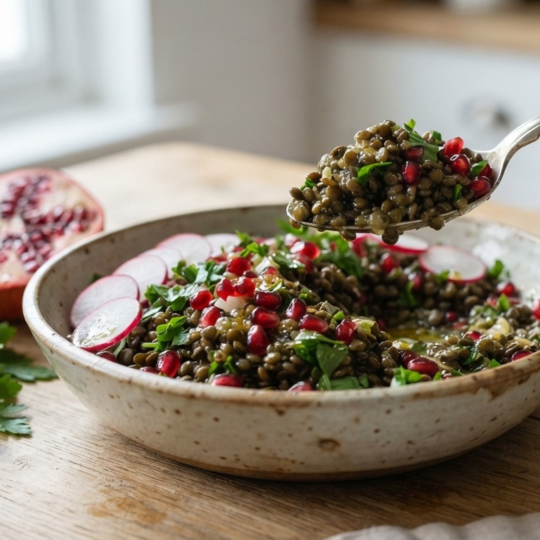 Granaatappel groene linzensalade recept