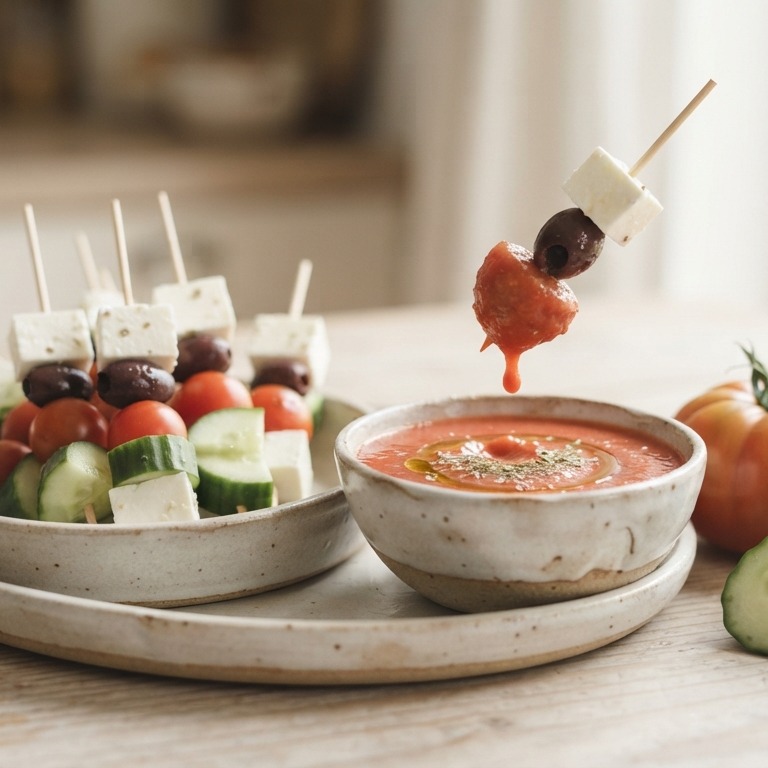 Griekse prikkers met gazpachodip recept