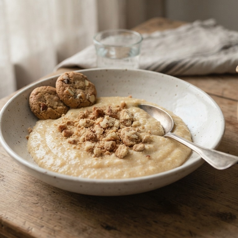 Griesmeelpap met bitterkoekjes recept