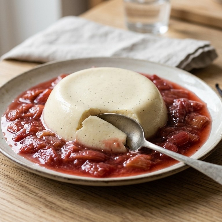 Griesmeelpudding met rabarbercompote recept