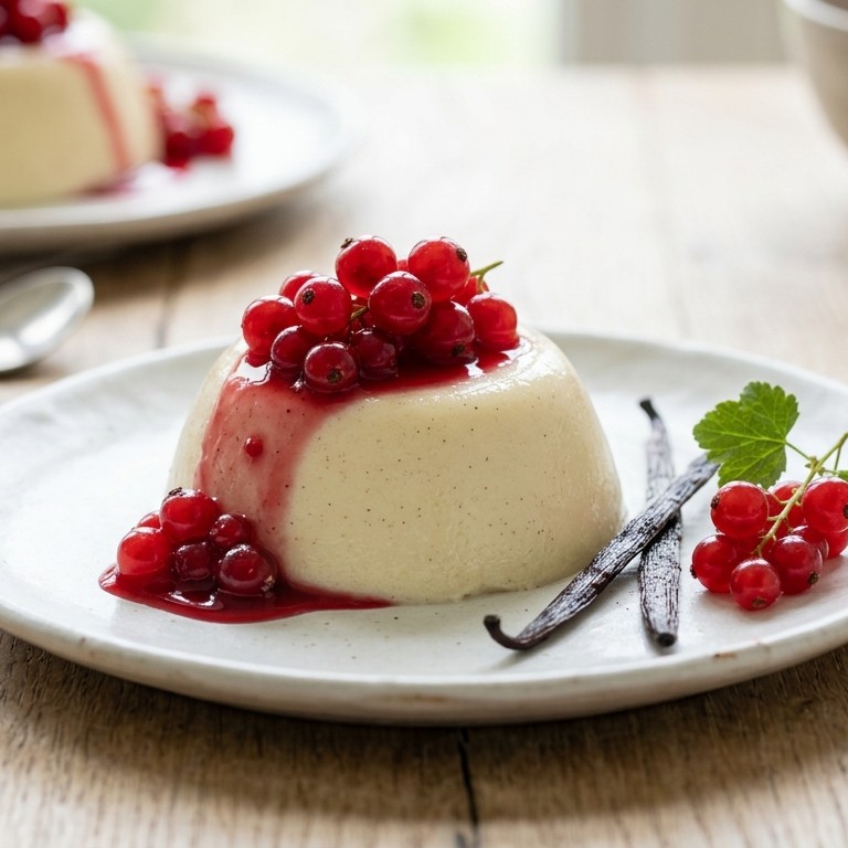 Griesmeelpuddinkje met  gemarineerde rode bessen recept