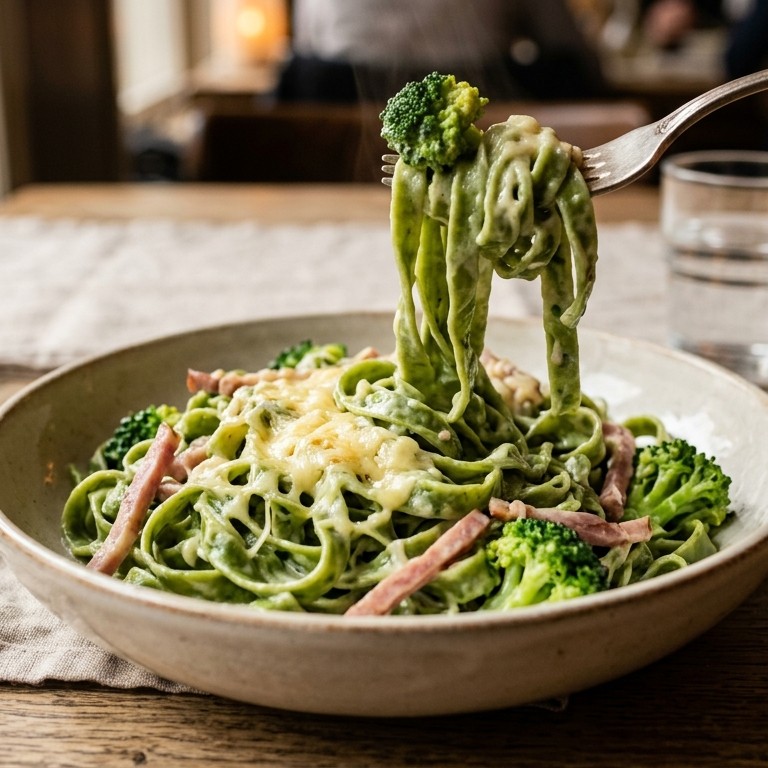 Groene tagliatelle met romige saus recept
