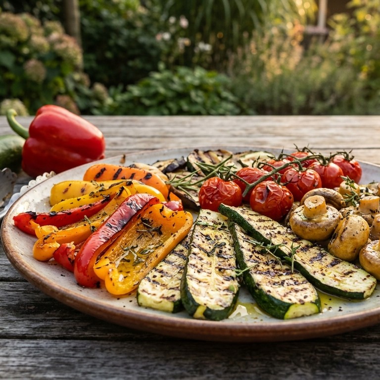 Groenten van de grill met courgettes, tomaten en champignons recept